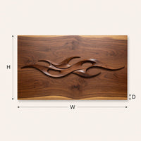 Lowtide Wave Wall Sculpture in Backlit Walnut Grain, view 3 — view 3
