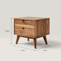 Solid Wood Nightstand Mid Century With Two Drawers Bedroom, view 3