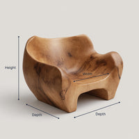 Solid Wood Chair Sculpted Armchair Living Room Lounge, view 3