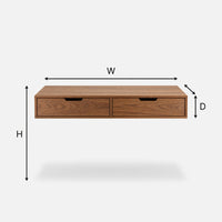 Slim Floating Desk in Solid Walnut with Two Drawers, view 3