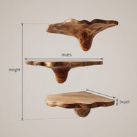Solid Wood Mushroom Shelf Handcrafted Live Edge Entryway, view 3