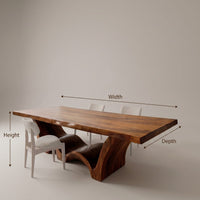 Artistic Wave Leg Wood Dining Table For Designer Dining Room, view 3