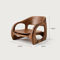 Solid Wood Chair Scandinavian Accent With Curved Form Living Room, view 3