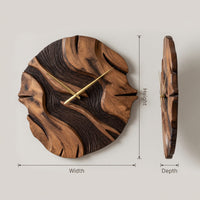 Solid Wood Clock Sculptural Wall Living Room, view 3