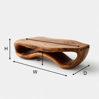 Freeform Loop Coffee Table with a Sculpted Wave Body, view 3