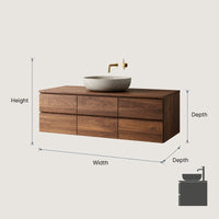 Solid Wood Bathroom Vanity Floating With 2 Tiers Drawer, view 3