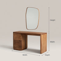 Solid Wood Dressing Table Sculptural Vanity With Drawer Storage Bedroom, view 3
