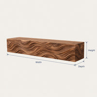 Solid Wood Floating Fireplace Mantel Shelf With Wave Carved Modern Home, view 3