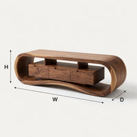 Interlocking Double Curve TV Console with Wave Base, view 3