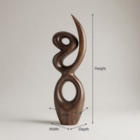 Solid Wood Sculpture Wall Art Handcrafted Abstract Living Room, view 3