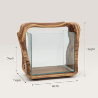 Solid Wood Aquarium Stand Rustic Live Edge With Glass Tank Bedroom, view 3