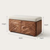 Solid Wood Entryway Storage Bench Minimal Bedroom Foot Area, view 3