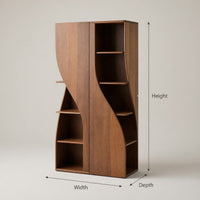 Solid Wood Bar Cabinet Curved Sculptural Doors Kitchen Living Room, view 3