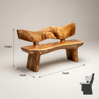 Solid Wood Outdoor Garden Bench Live Edge Entryway Natural Home Interiors, view 3
