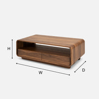 Open-Shelf Coffee Table with Two Drawers Beneath, view 3