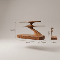 Floating Wooden Desk With Curved Upper Shelf Frame For Workspace, view 3