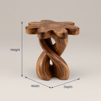 Solid Wood Nightstand With Twisted Base Flower Shaped Tabletop Bedroom, view 3