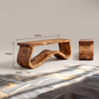 Modern Seating Bench Organic Curved Design For Entryway, view 3