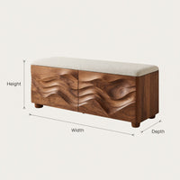 Solid Wood Entryway Storage Bench Natural End Bed, II, view 3