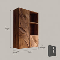 Solid Wood Corner Wall Bathroom Shelf Cabinet Wave Carved Design, view 3