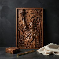 Chisel-Cut Liberty and Palms, Framed Wall Art Panel, view 4 — view 4