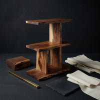 Solid Wood Standing Shelf Handcrafted Live Edge Bedroom Storage, view 4