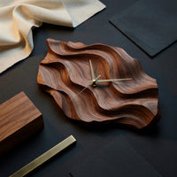 Solid Wood Clock Artistic Wall Wavy Design Living, view 4
