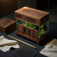 Solid Wood Aquarium Stand Rustic Cabinet Living Room Corner, view 4