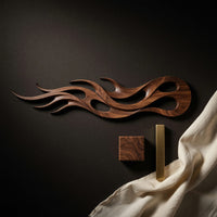 Ember Crest Walnut Wall Sculpture with Coiled Tail, view 4 — view 4