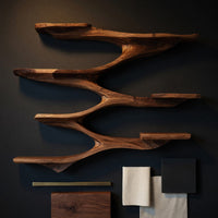 Solid Wood Wall Mounted Shelf Mid Century Living Room Space, view 4