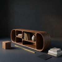Minimalist Curved Tv Console For Studio Apartment Interior, view 4