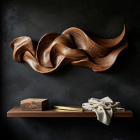 Drifting Ribbon Wall Sculpture in Warm Grained Hardwood, view 4 — view 4