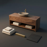 Solid Wood Bathroom Vanity Minimalist Natural Wall Mounted, view 4