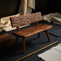 Solid Wood Outdoor Garden Bench With Carved Backrest Patio, view 4