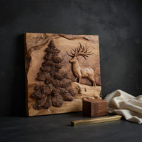 Standing Stag on a Live-Edge Slab, Wall Art Made to Order, view 4 — view 4