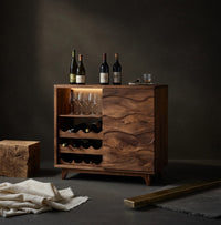 Solid Wood Bar Cabinet Wine Natural Dining Room, view 4