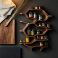 Solid Wood Spice Rack Handcrafted Kitchen Organization, view 4