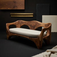Solid Wood Sofa Mid Century Sculptural Frame Patio, view 4
