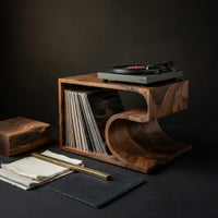 Solid Wood Record Player Stand Mid Century Vinyl Storage Music Studio, view 4