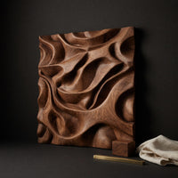 Sculpted Dune Curves, Square Walnut Wall Relief, view 4 — view 4