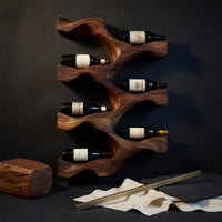 Solid Wood Wine Rack Artistic Natural Modern Kitchen Wall, view 4