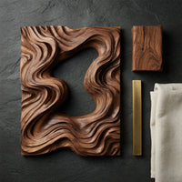 Parted Waves Walnut Wall Art Panel, Deep Relief, view 4 — view 4