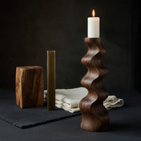 Solid Wood Candle Holder Handcrafted Stand Furniture Accent Display, view 4