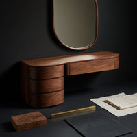 Solid Wood Dressing Table Minimalist Wall Mounted Vanity With Drawer Sunlit, view 4