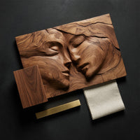 Hushfall Twin Face Wood Wall Sculpture in Deep Relief, view 4 — view 4