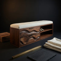 Solid Wood Shoe Storage Bench Japandi Cabinet Entryway Mudroom Nook Placement, view 4