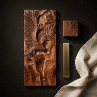 Deep-Relief Eagle Carving on a Tall Walnut Wall Panel, view 4 — view 4