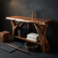 Solid Wood Live Edge Vanity Bathroom Clean Bathroom Layout, view 4