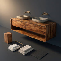 Solid Wood Bathroom Vanity Minimalist Floating Areas, view 4