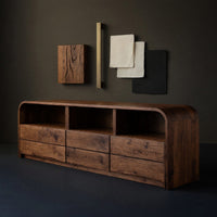 Solid Wood Sideboard Natural With Open Shelf Home, view 4